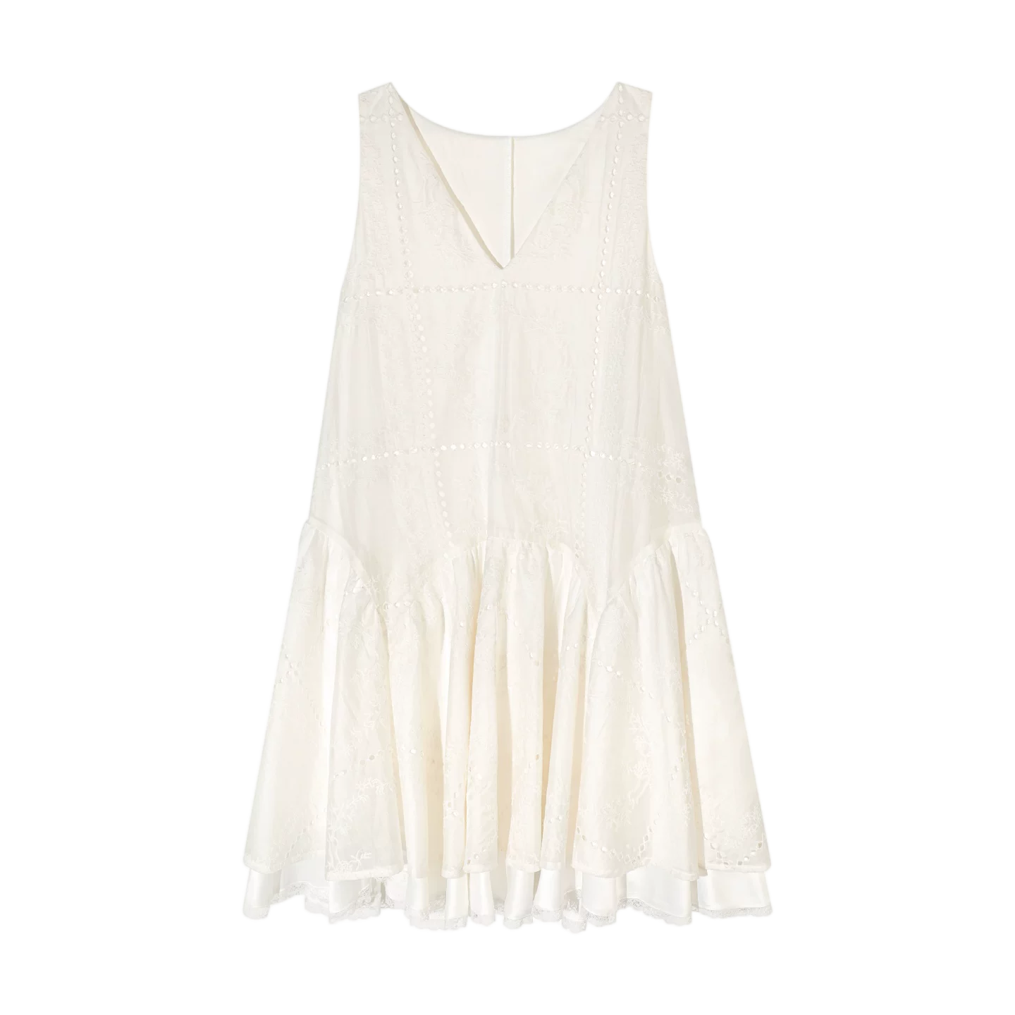 Soft White Embroidered Sleeveless Dress