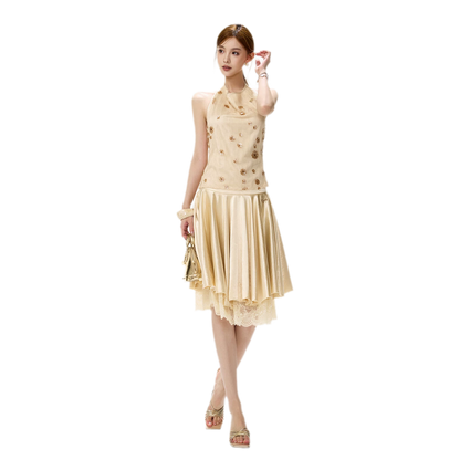 Lace Splice A-Line Skirt