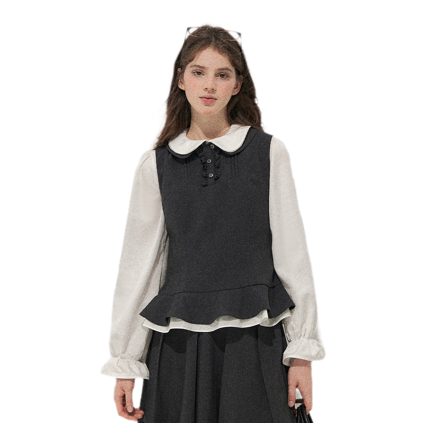 Textured Pleated Vest Skirt Set