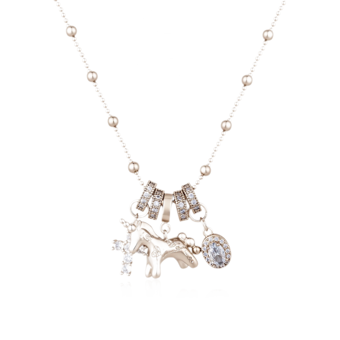 Coffee Gold Beaded Cross Pendant