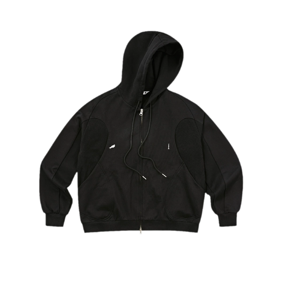 Ribbed Panel Hooded Zip Jacket