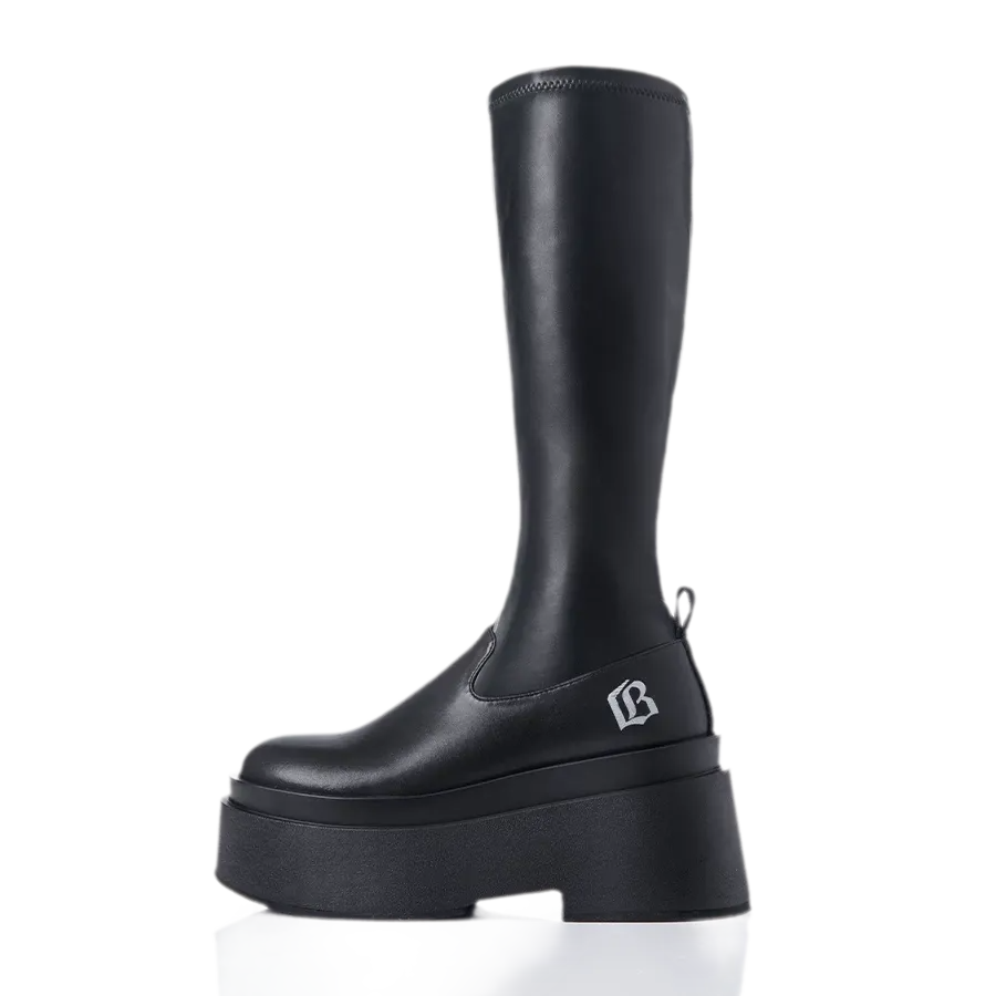 Stretch Platform Knee-High Boots
