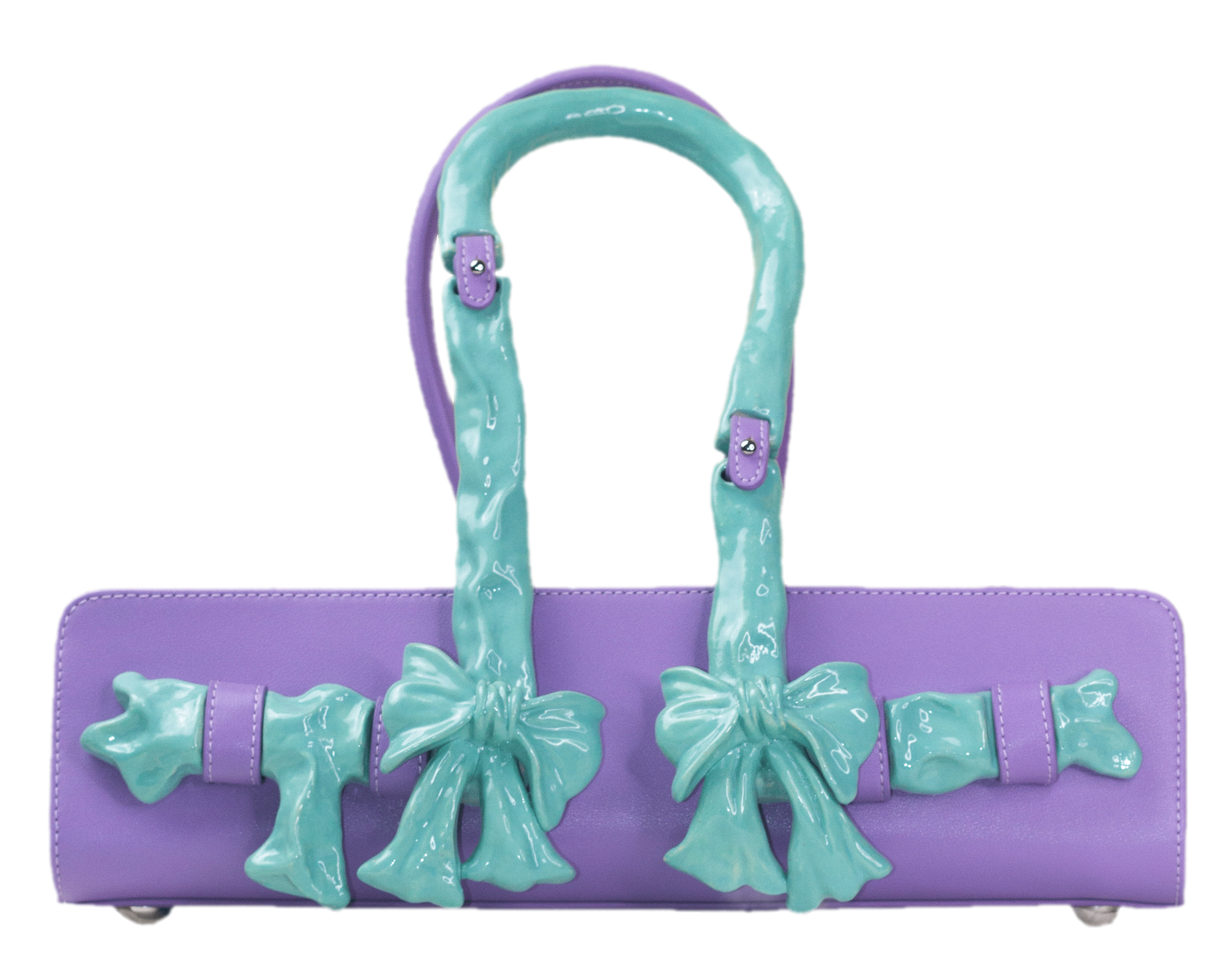 Glossy Bow Handle Handbag