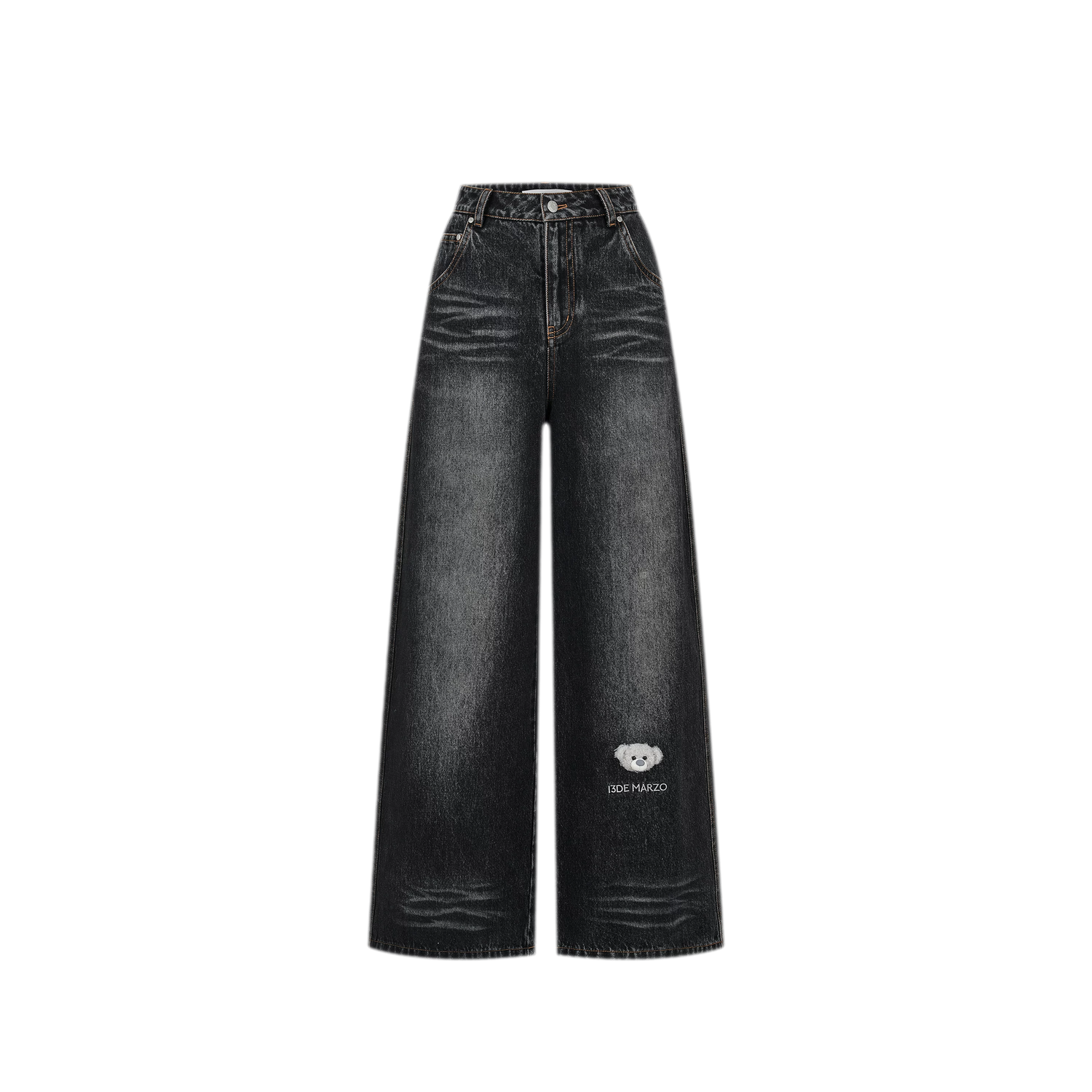 13DE MARZO Bear Appliqué Wide Jeans – view 12