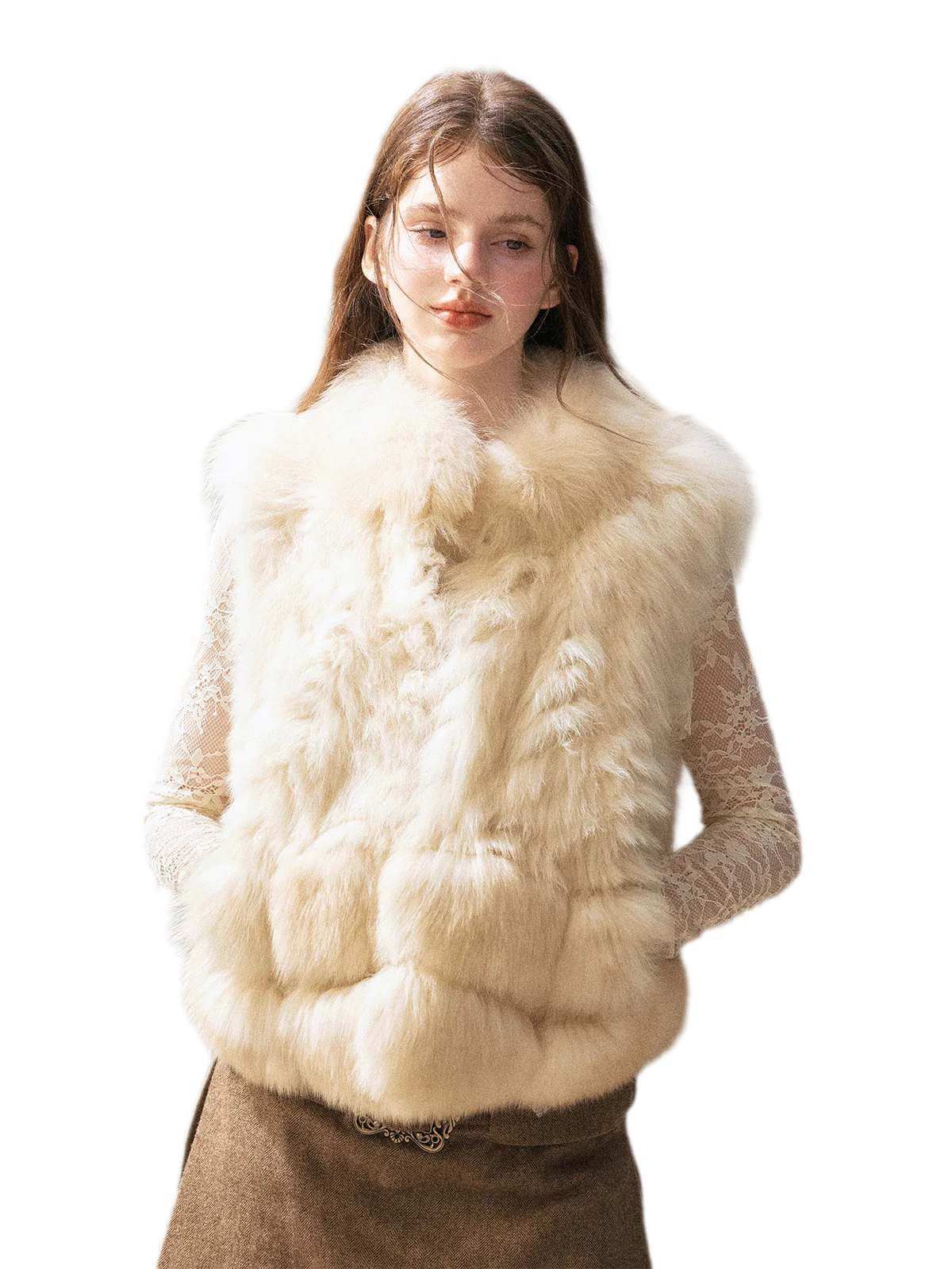 Fox Fur Stand-Collar Vest
