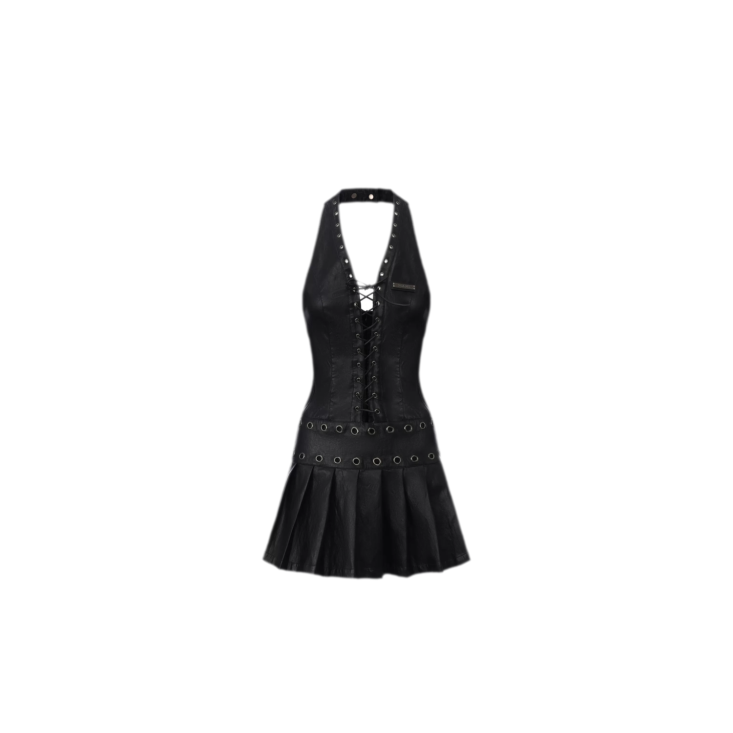 Leather Halter Mini Dress