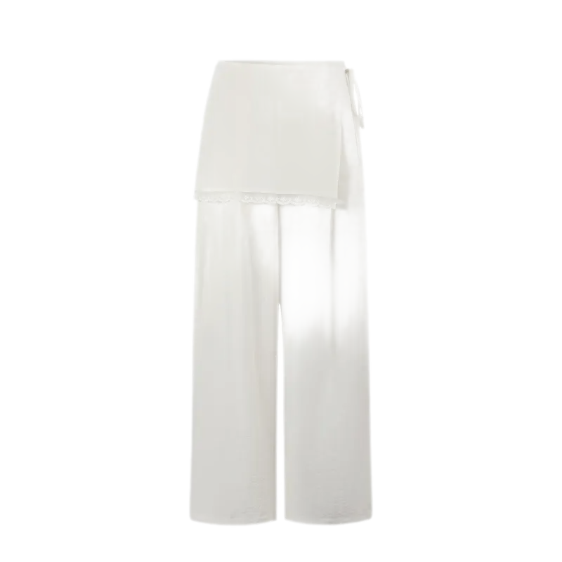 Textured Low-Waist Wide-Leg Trousers