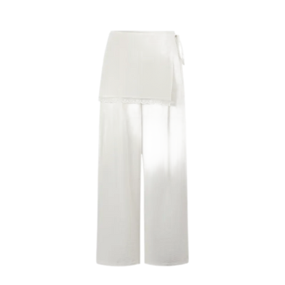 Textured Low-Waist Wide-Leg Trousers