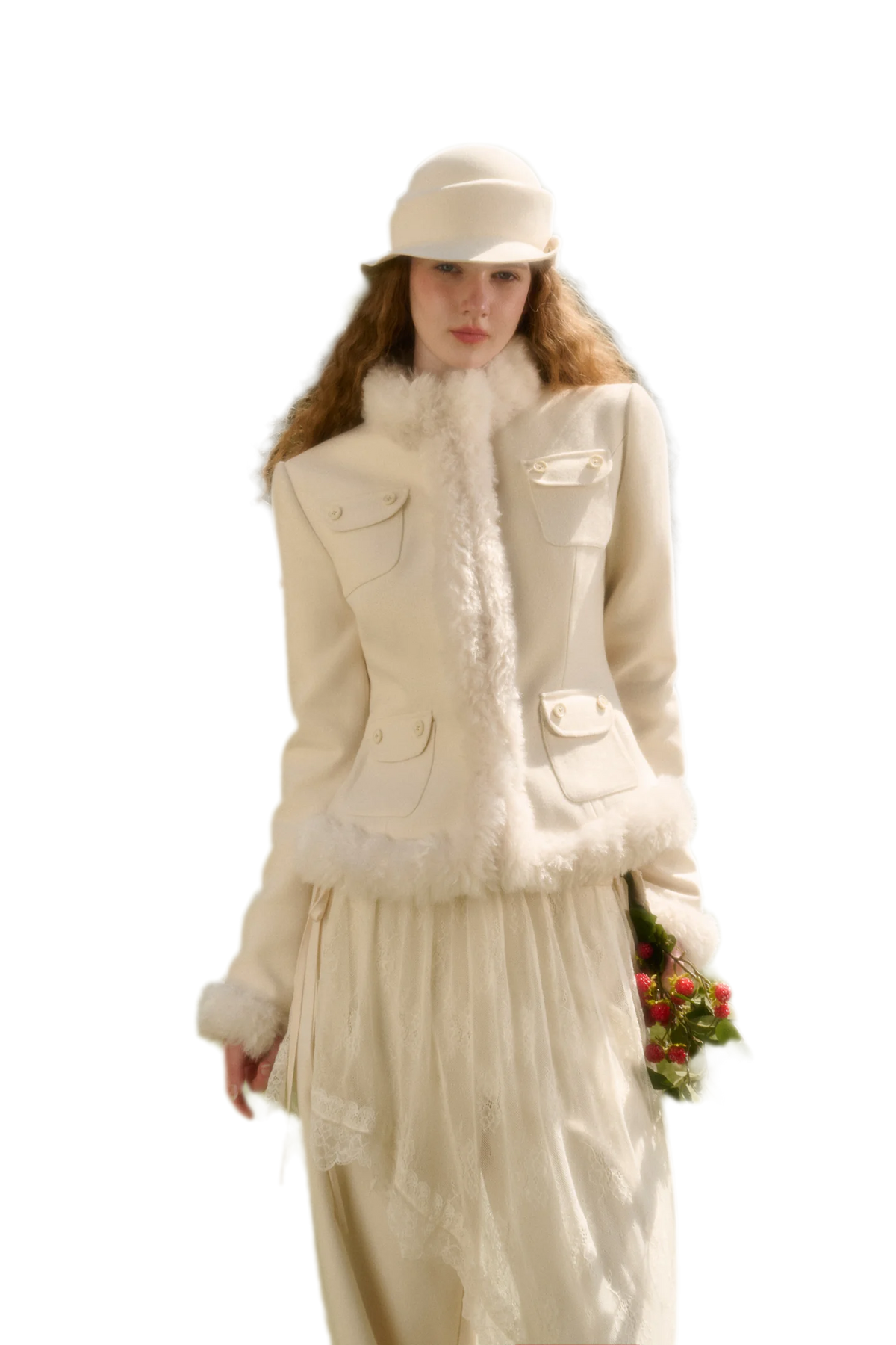 Plush Trim Cropped Wool Jacket