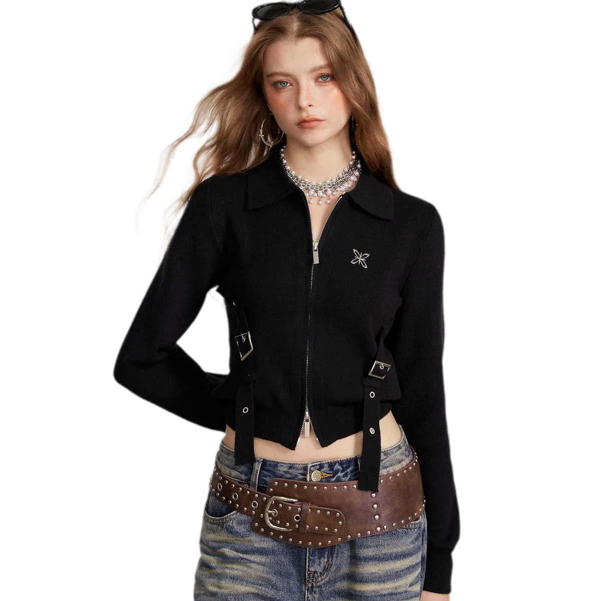 Vintage Cropped Zip Cardigan