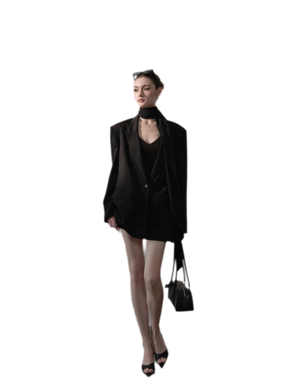 Satin Sash Relaxed Blazer