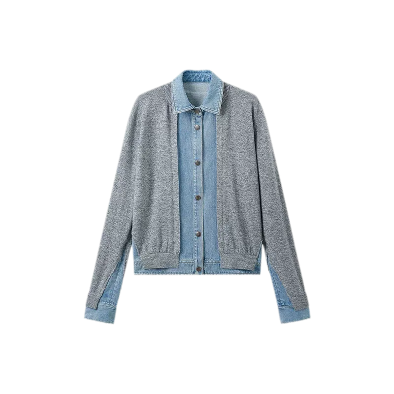 Wool Contrast Lapel Knit Cardigan