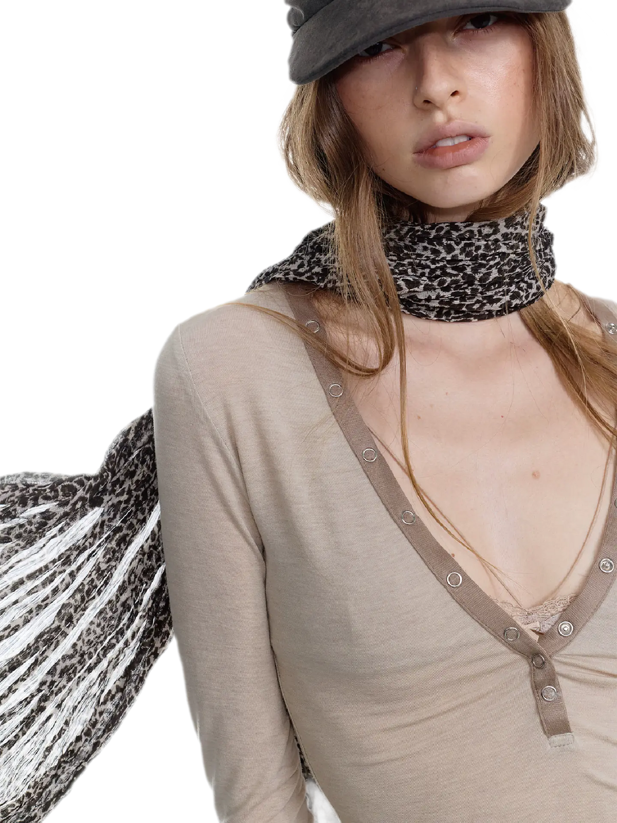 Pleated Leopard Print Scarf