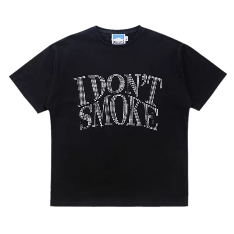 Street Style Rhinestone Logo Print T-Shirt