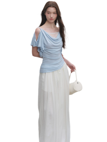 Tencel Lace Cowl Neck Top