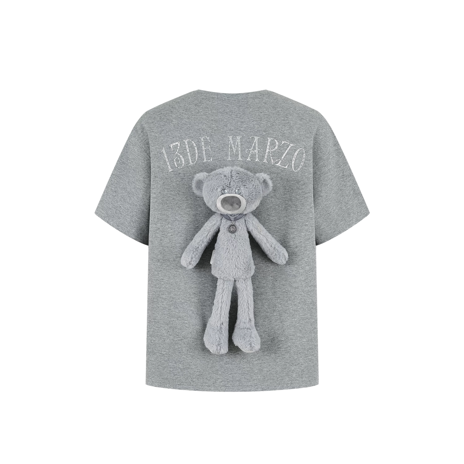 Unisex Silver Bear Print Loose T-shirt