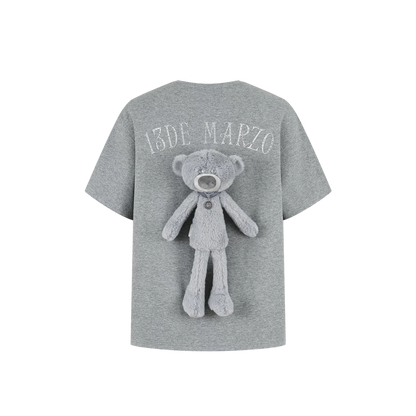 Unisex Silver Bear Print Loose T-shirt