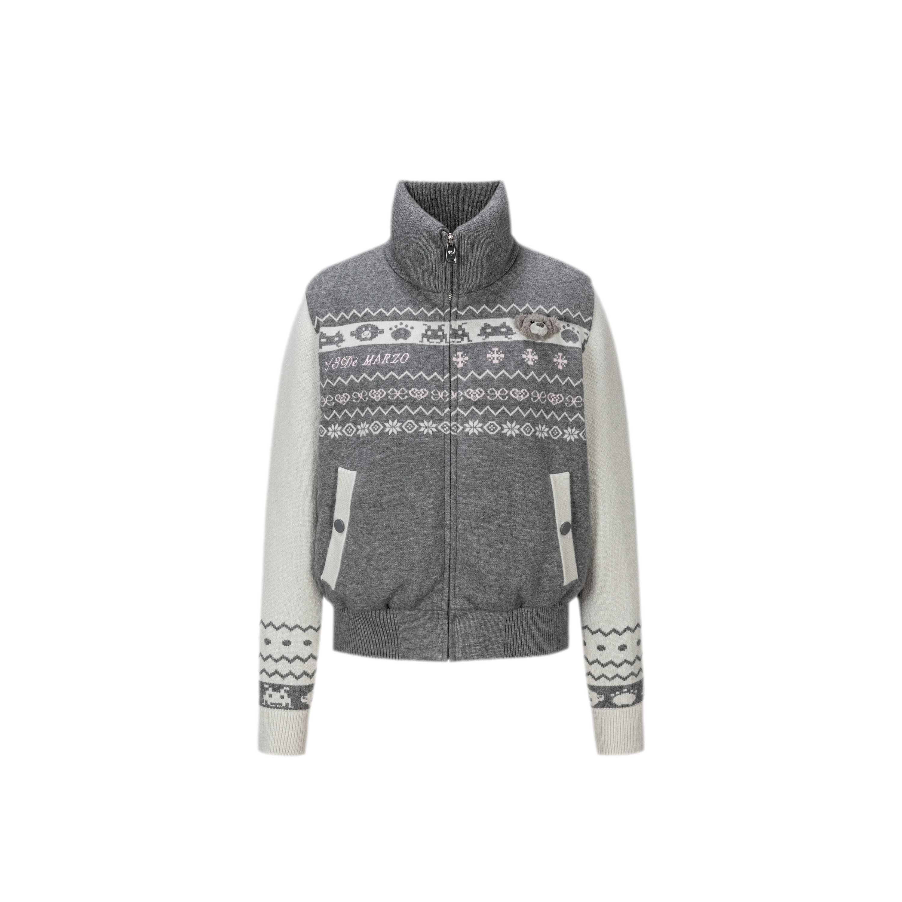 Fair Isle Cropped Down Jacket