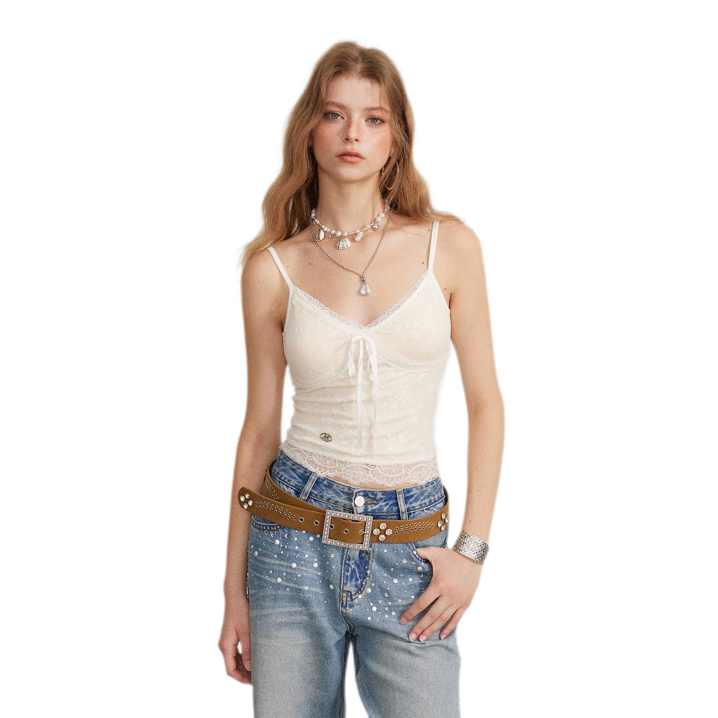 Lace Bow Jacquard Cami
