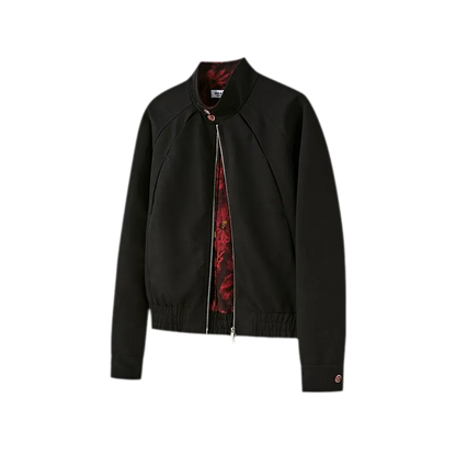 Textured Contrast Harrington Jacket