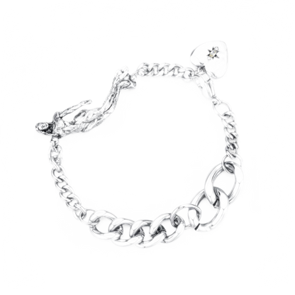 Punk Style Distressed Silver Heart Bracelet