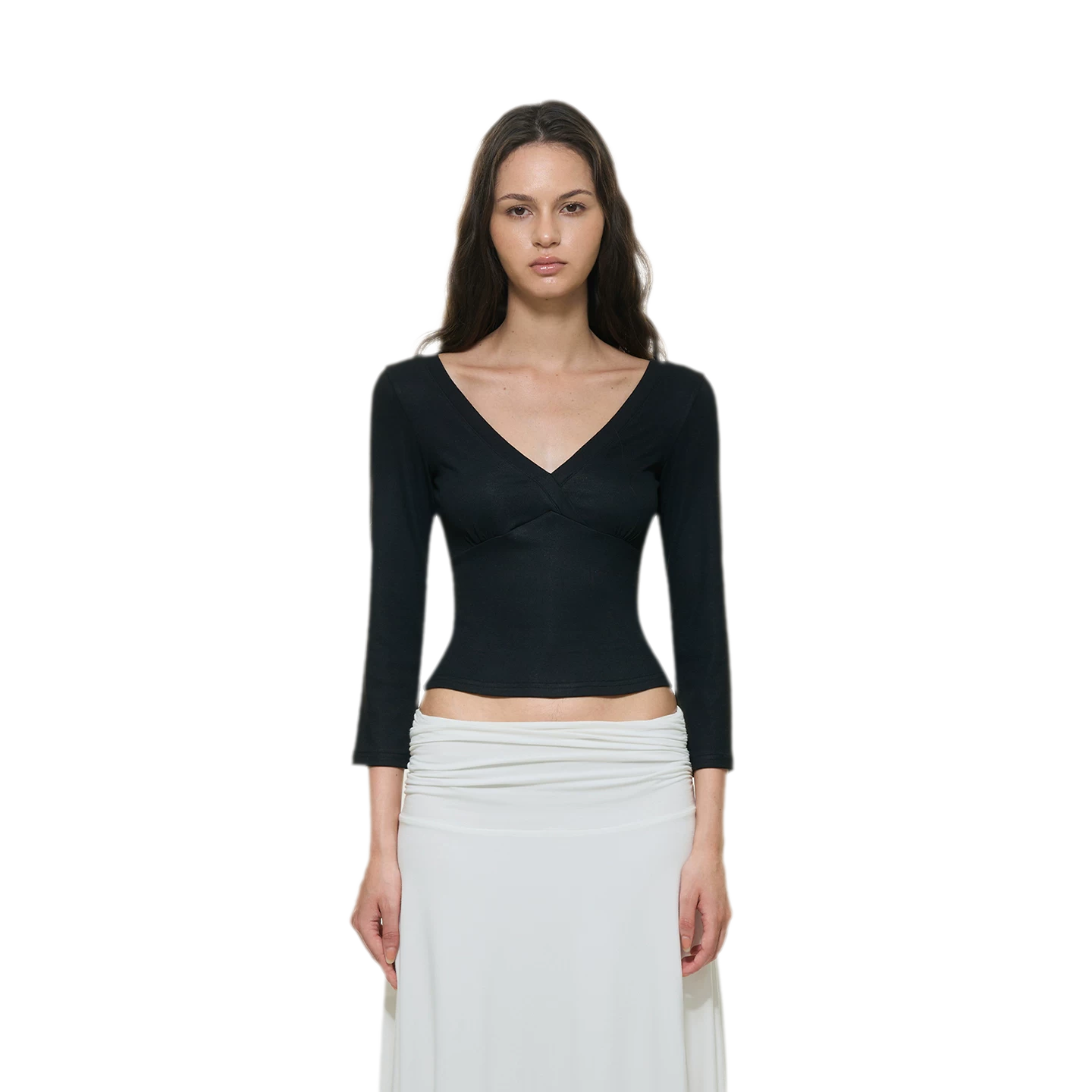 Crossfront Ribbed V-Neck Top
