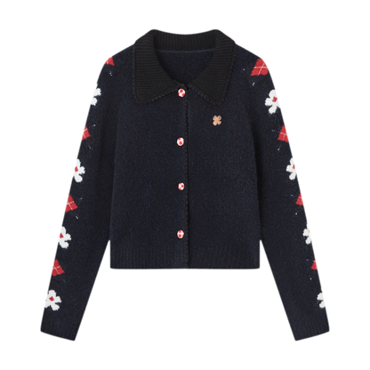Gilet jacquard floral duveteux
