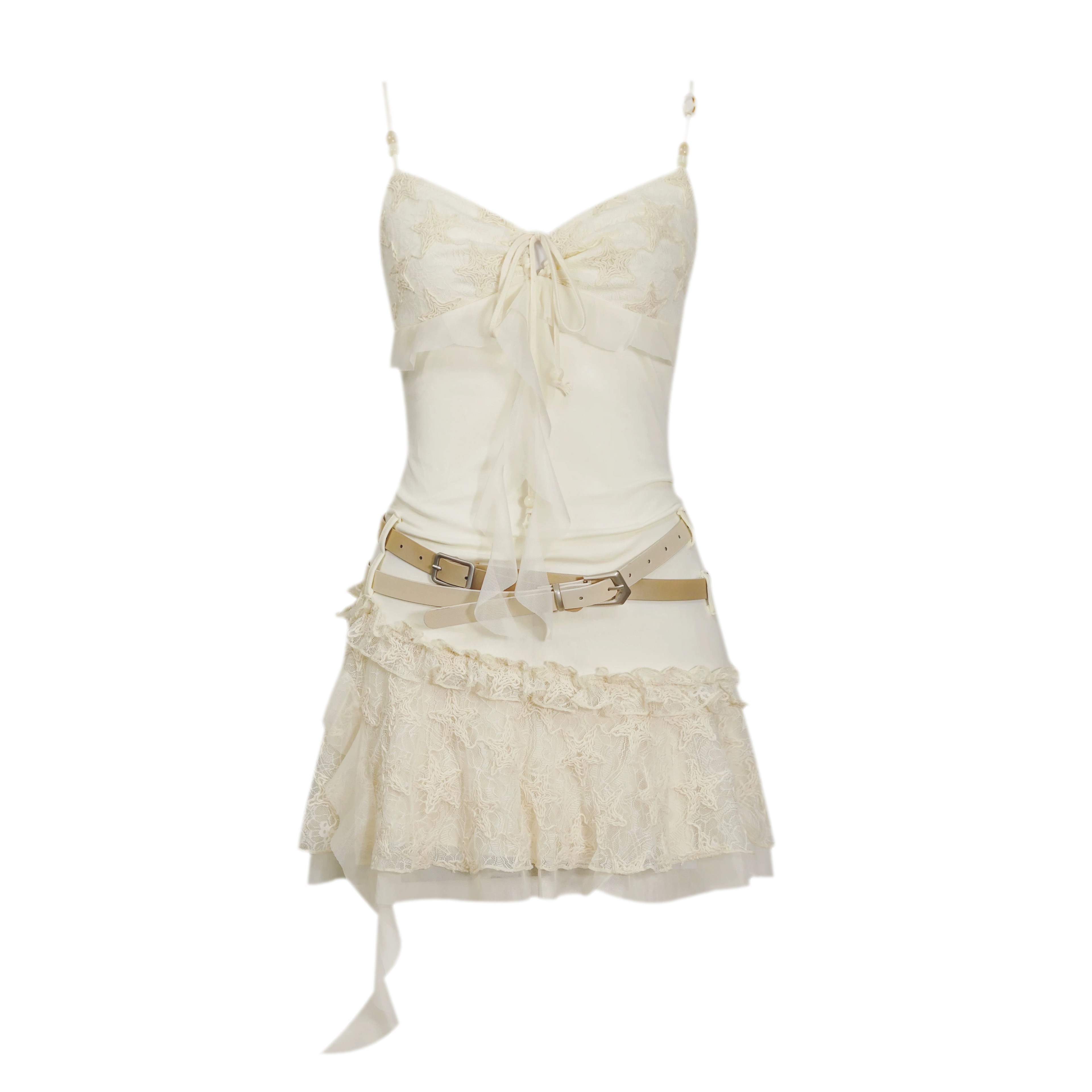 Ruched Mesh Strap Dress