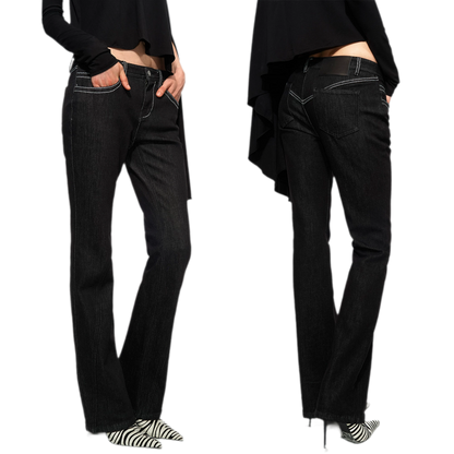 Tencel Geometric Panel Straight-Leg Jeans