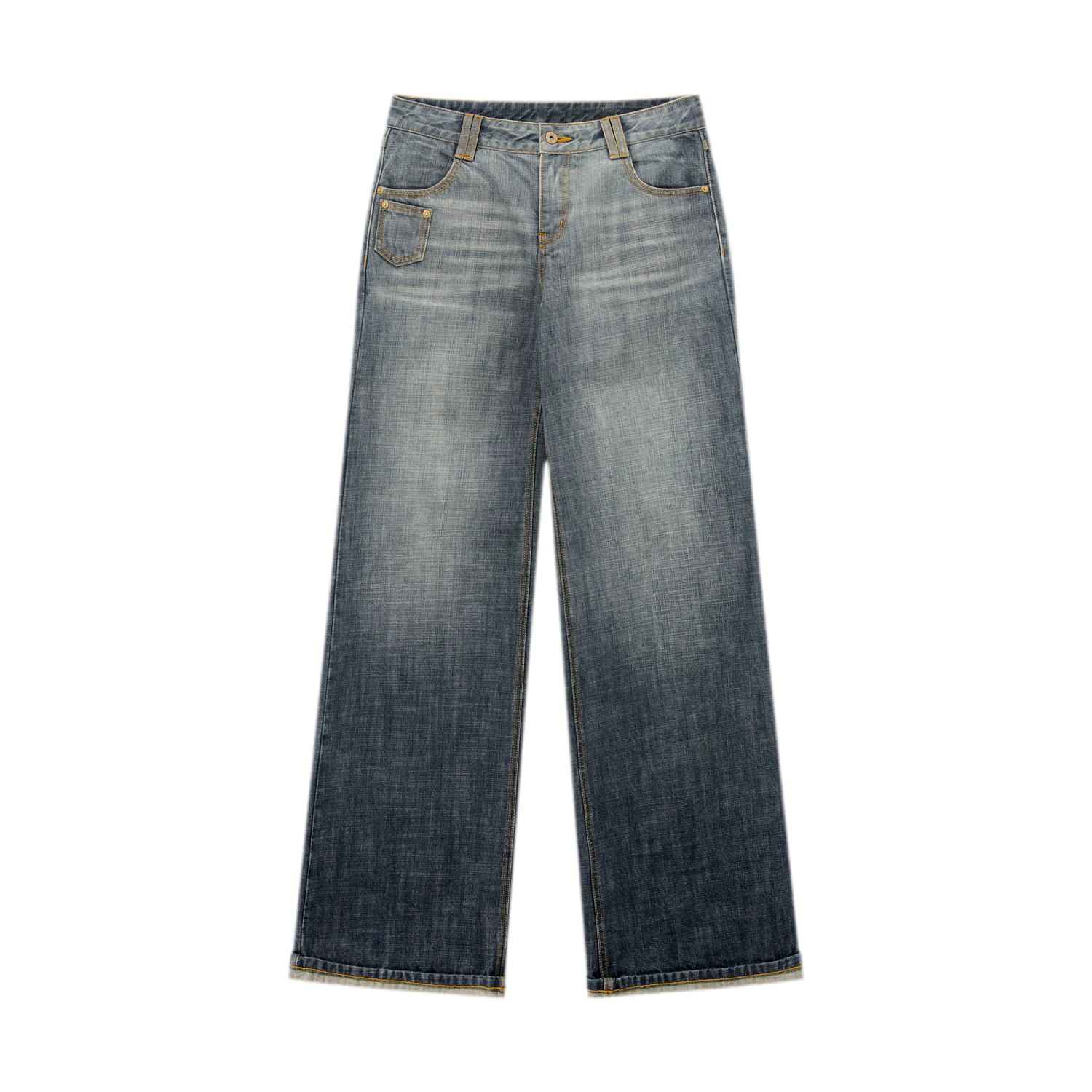 Washed Cotton Straight-Leg Jeans