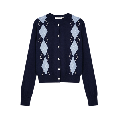 Wool Argyle Knit Set