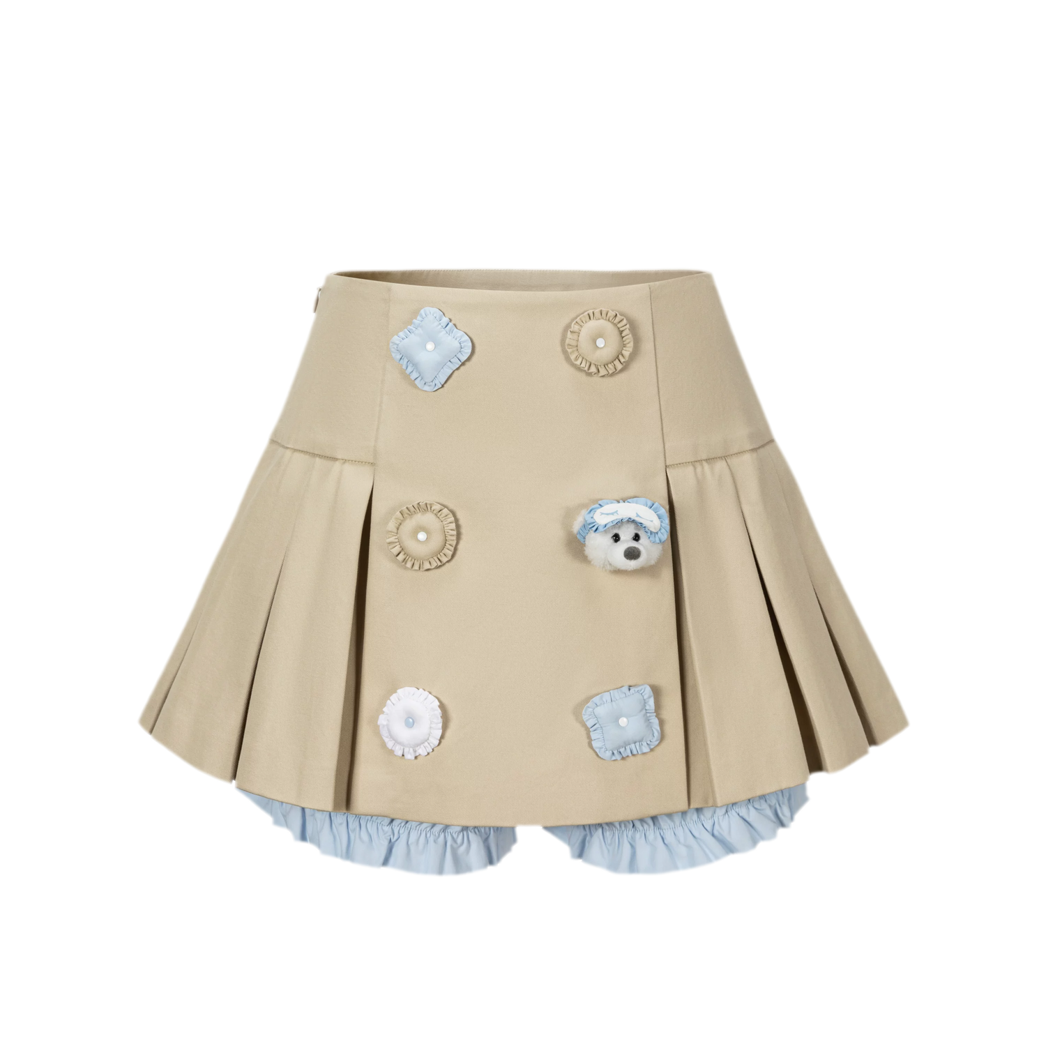 Bear Pleated Cotton Skort