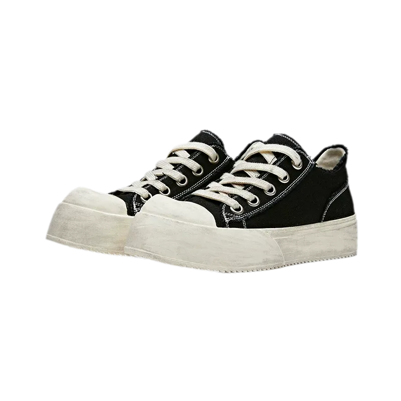 Distressed Platform Canvas Sneakers