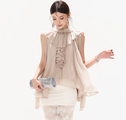 Ruffled Chiffon A-Line Top