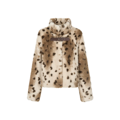 Leopard Faux Fur Buckle Jacket