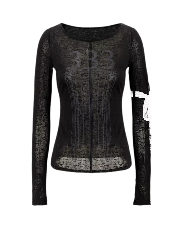 Printed Semi-Sheer Fitted Top