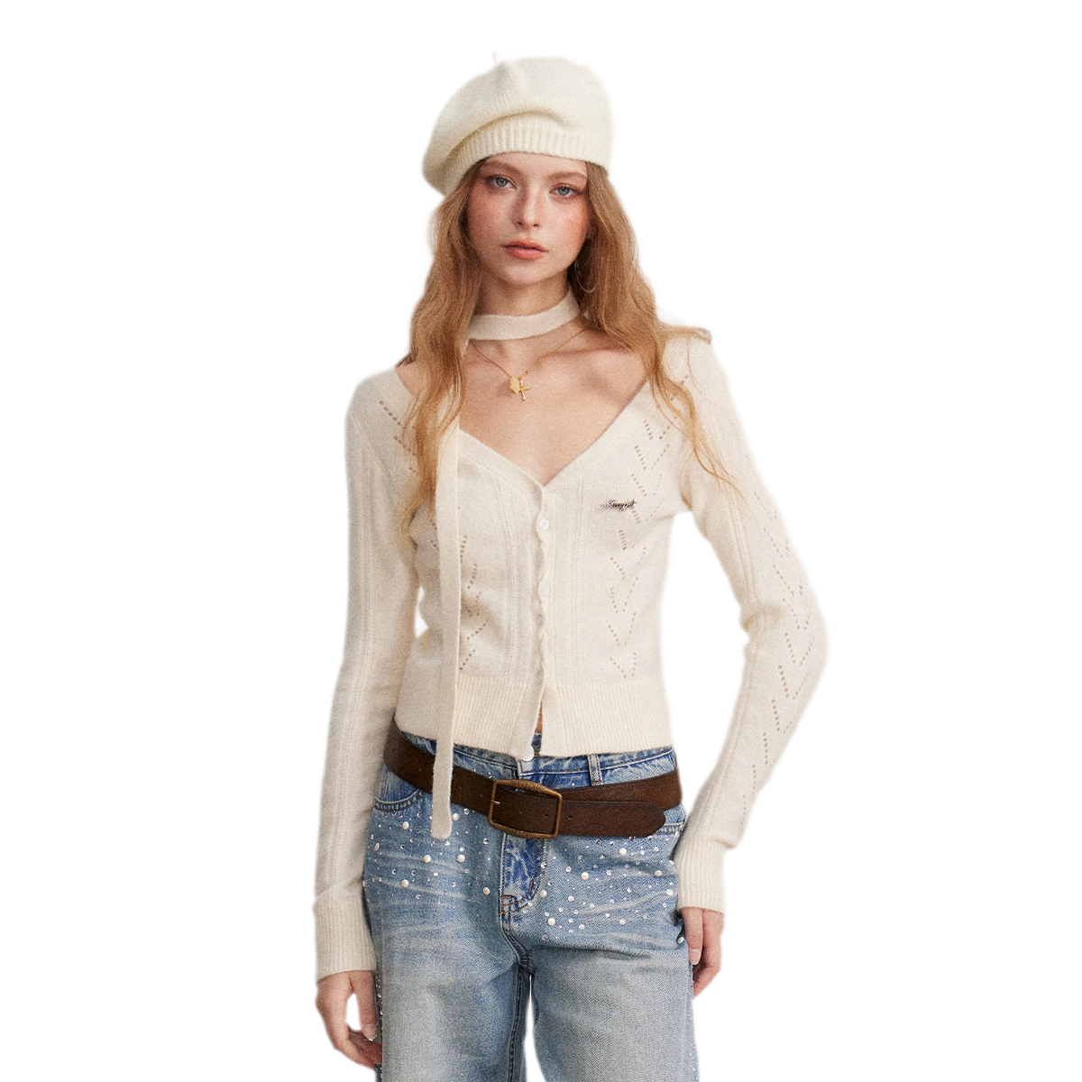 Openwork Reversible Knit Top
