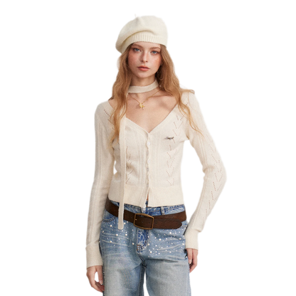 Openwork Reversible Knit Top