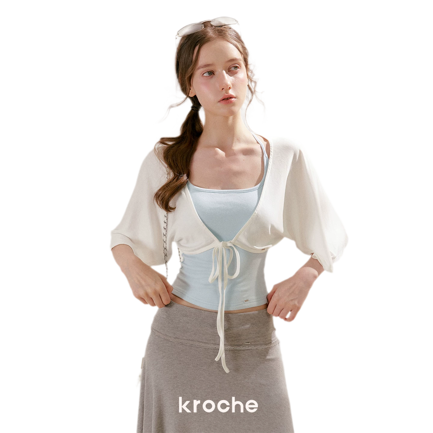 Airy Cloud Feel Halter U-Neck Vest and Batwing