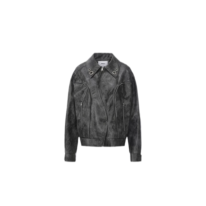 Textured Deconstructed PU Jacket