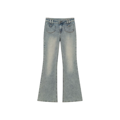 Vintage Wash Micro-Flare Jeans