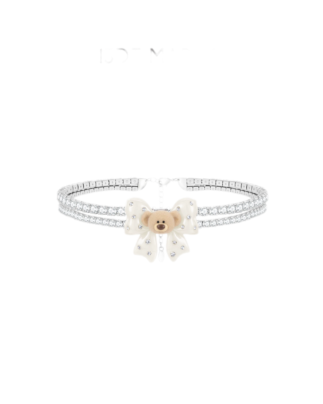 13DE MARZO Mini Bear Bow Necklace – White