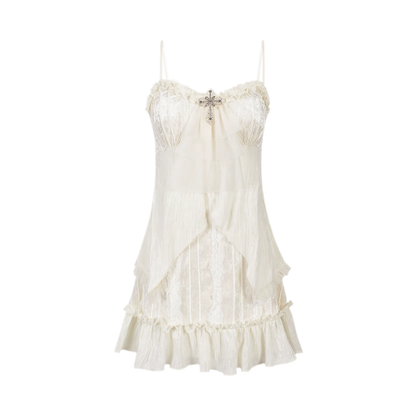 Lace Ruffle A-Line Dress