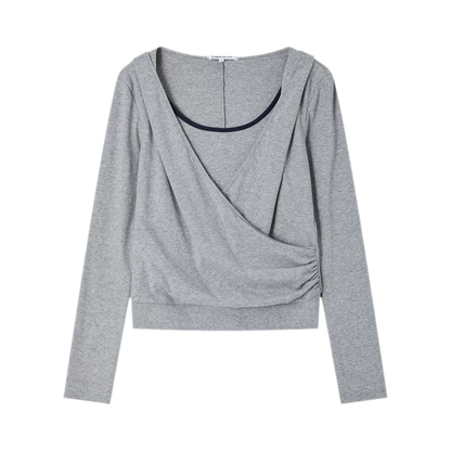 Cross Hooded Long Sleeve Top