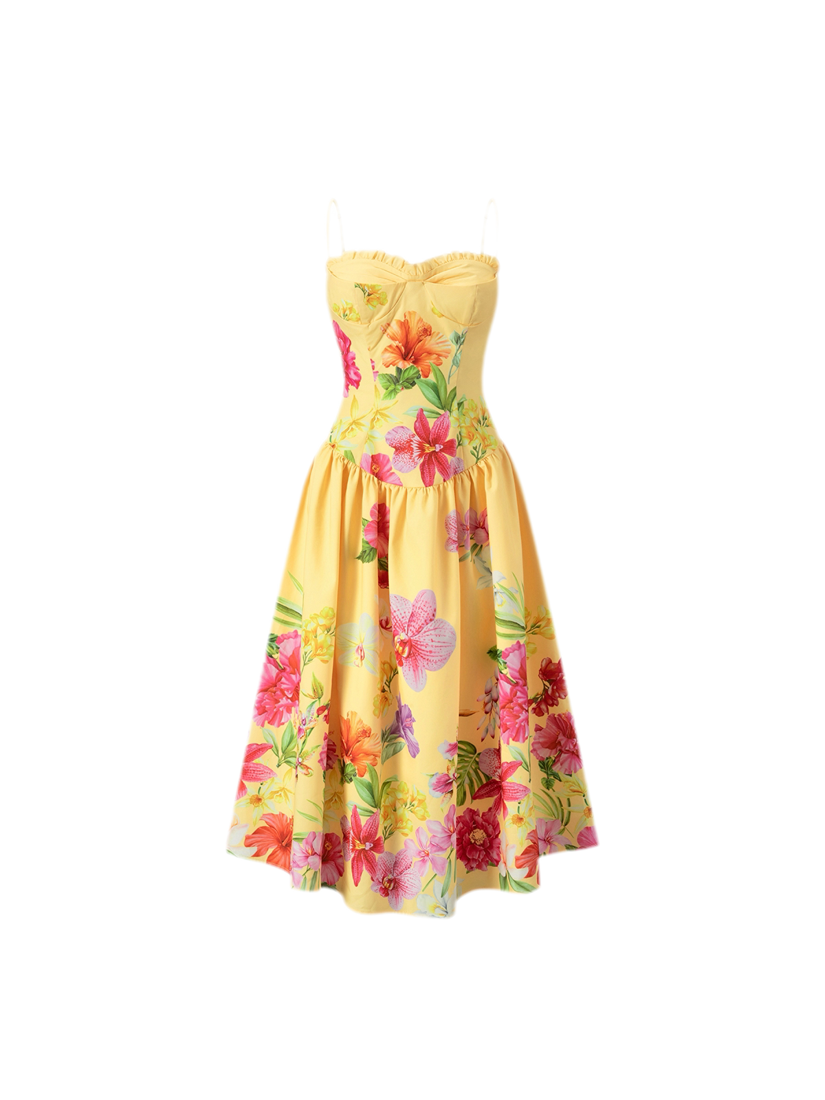 Hand-Painted Floral Midi Dress