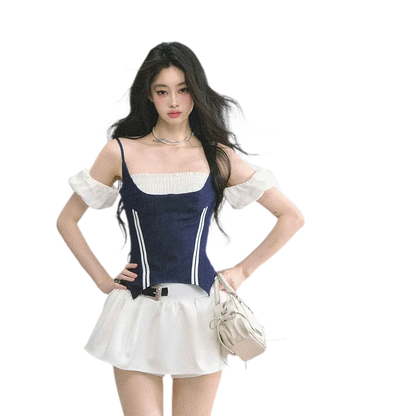 Corset Waist Puff Top