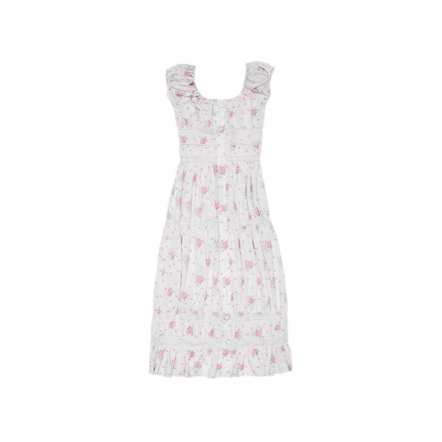 Long Floral Lace Chiffon Dress