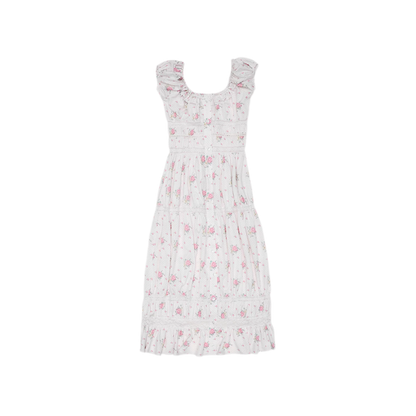 Long Floral Lace Chiffon Dress