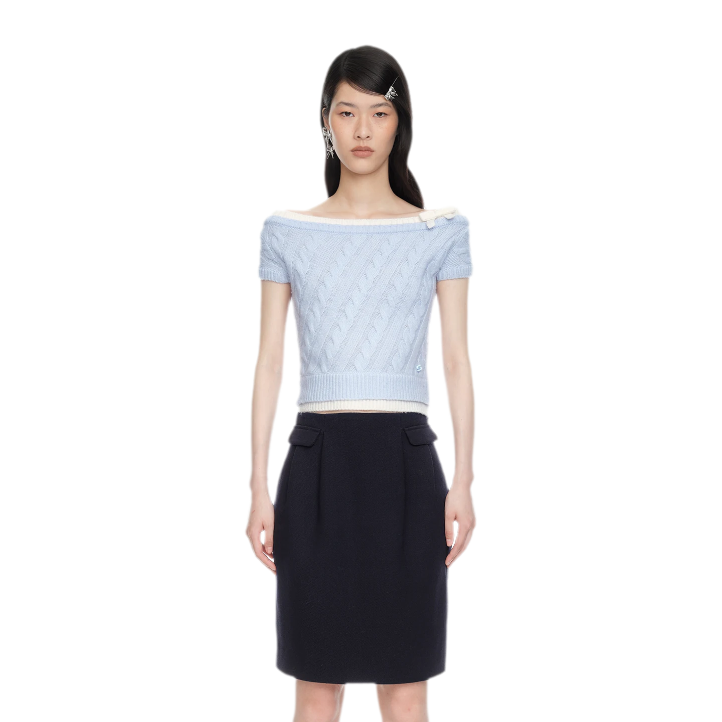 Cable Knit Off-Shoulder Top