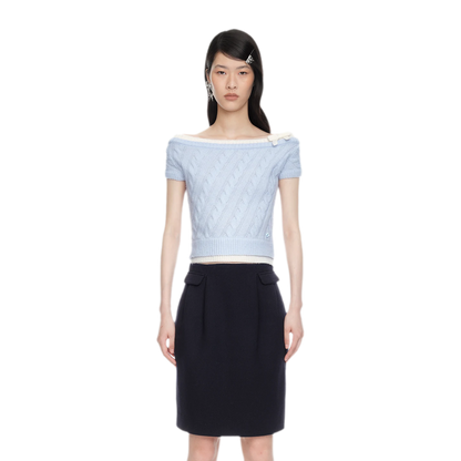 Cable Knit Off-Shoulder Top